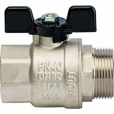 Кран шаровой ВР-HР ручка бабочка 1 1/4" (Stout)