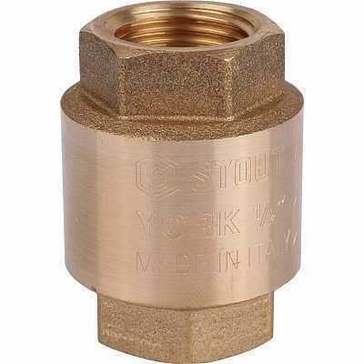 1/2" Клапан обратный пружинный муфтовый с пластиковым седлом (Stout)