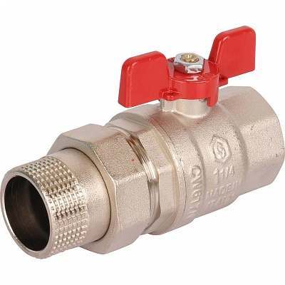 Кран шаровой полнопроходной с "американкой", ВР/НР, ручка бабочка 1 1/4 (EPDM) (Stout)