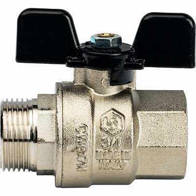 Кран шаровой ВР-HР ручка бабочка 3/4" (Stout)