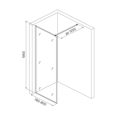 Душевая перегородка Walk In, черный 80x195, Slide, IDDIS, SLI8BS8i23
