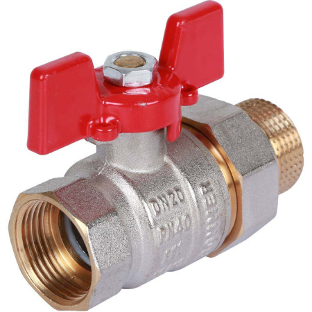 Шаровой кран с американкой 3/4" ВН/НР, ручка бабочка (Rommer)