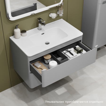 Тумба подвесная, 80 см, светло-серый, Edifice, IDDIS, EDI80L0i95 подходит умыв. 0108000i28
