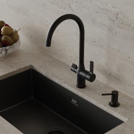 Дозатор, латунь, черный матовый, Kitchen Line, IDDIS, SDIBL00i59