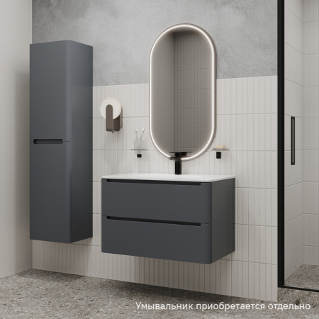 Тумба подвесная, 80 см, темно-серый, Edifice, IDDIS, EDI80D0i95  подходит умыв. 0108000i28