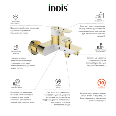Смеситель для ванны, Cloud, IDDIS, CLOWG02i02