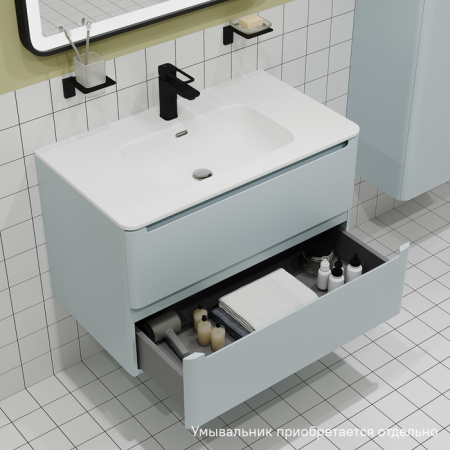 Тумба подвесная, 80 см, голубой, Edifice, IDDIS, EDI80B0i95  подходит умыв. 0108000i28