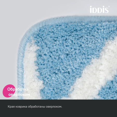Коврик для ванной комнаты, 50x80, микрофибра, голубой, IDDIS, BPQS02Mi12