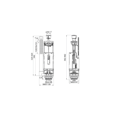 Арматура смывная, 2-ур, нижний подвод, тип А, IDDIS, F012400-01K