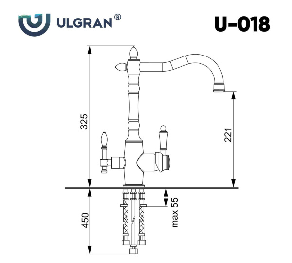 Смеситель для кухни Ulgran U-018 Бронза