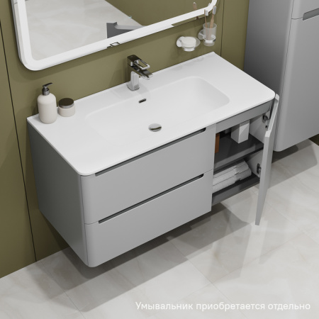 Тумба подвесная, 100 см, светло-серый, Edifice, IDDIS, EDI10L0i95 подходит умыв. 0101000i28