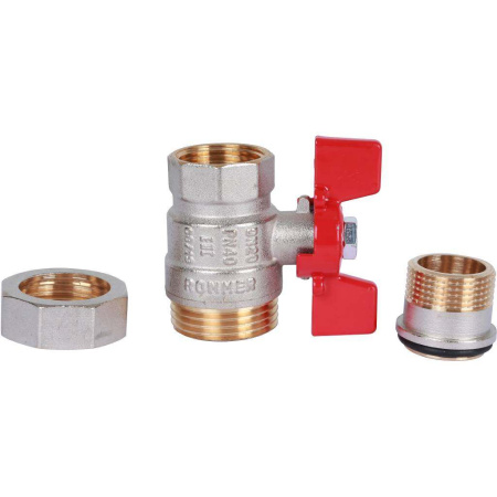Шаровой кран с американкой 3/4" ВН/НР, ручка бабочка (Rommer)