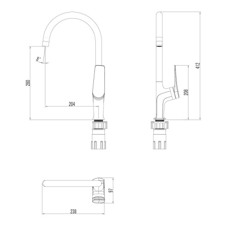 Смеситель Lemark Bronx LM3705BL для кухни, с высоким поворотным изливом, черный