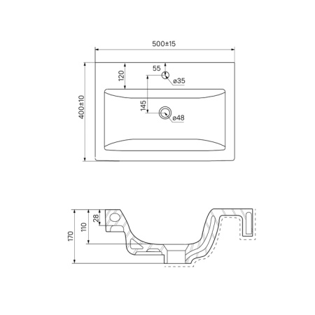 Тумба с умывальником, напольная, 50 см, белая, New Custo, IDDIS, NCU50W0i95K