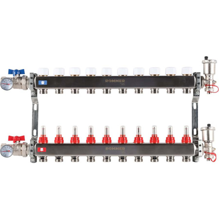 ROMMER RMS-1210-000010 ROMMER Коллектор из нержавеющей стали в сборе с расходомерами 10 вых.