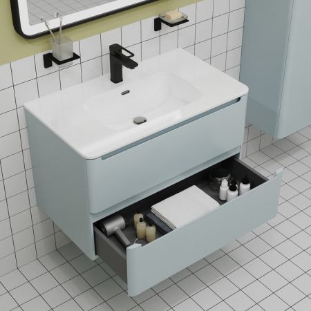 Тумба с умывальником, подвесная, 80 см, голубой, Edifice, IDDIS, EDI80B0i95K  подходит умыв. 0108000i28