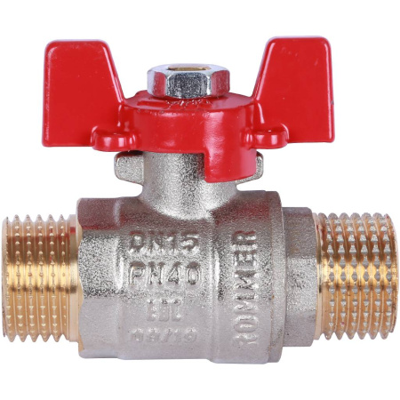 Шаровой кран 1/2" НР/НР, ручка бабочка (Rommer)