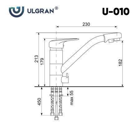 Смеситель для кухни Ulgran U-010, хром