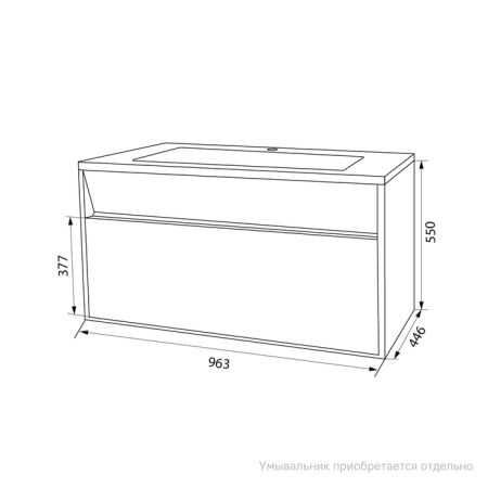 Тумба подвесная с ящиком, белая, 100 см, Esper, IDDIS, ESP10W0i95. Подходит ум. 4501000i28