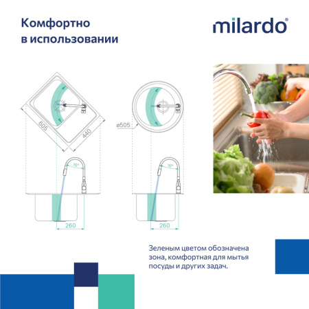 Смеситель для кухни с гибким изливом и душевой насадкой, черный матовый, Meal, Milardo, M01BL2FM05