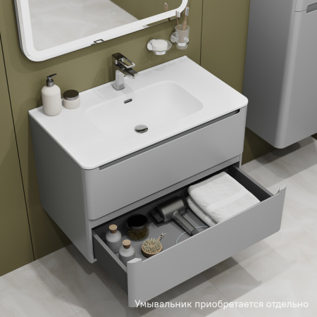 Тумба подвесная, 80 см, светло-серый, Edifice, IDDIS, EDI80L0i95 подходит умыв. 0108000i28