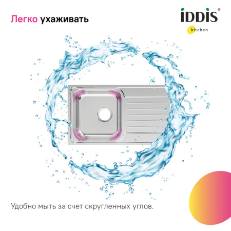 Мойка, нерж. сталь, шелк, с крылом, 780*440*180, Sound, IDDIS, SND78SDi77