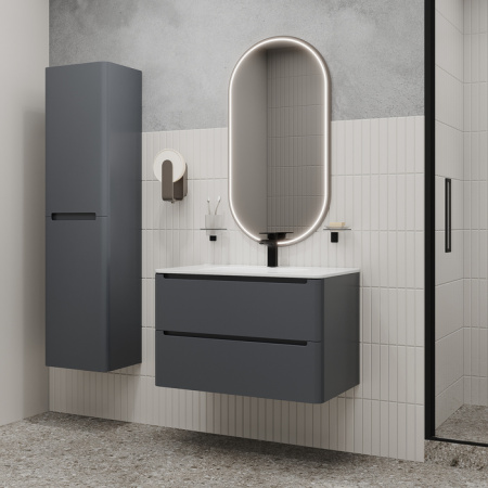 Тумба с умывальником, подвесная, 80 см, темно-серый, Edifice, IDDIS, EDI80D0i95K  подходит умыв. 0108000i28