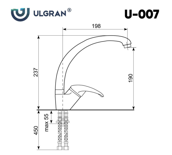 Смеситель для кухни Ulgran U-007-310, серый