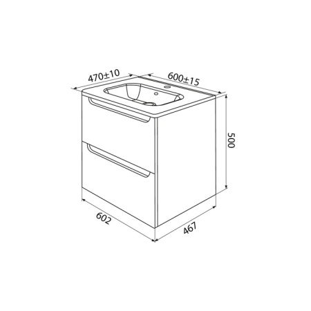 Тумба с умывальником, подвесная, 60 см, светло-серый, Edifice, IDDIS, EDI60L0i95K  подходит умыв. 0106000i28