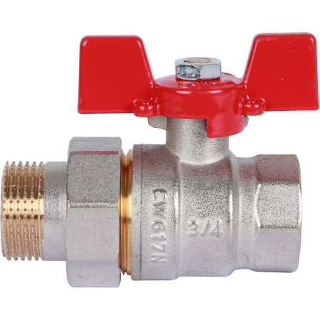 Шаровой кран с американкой 3/4" ВН/НР, ручка бабочка (Rommer)