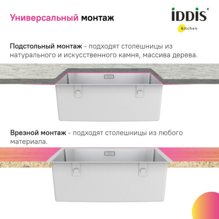 Мойка, нерж.сталь, универсального монтажа, сатин, 440*440, Prime, IDDIS, PRI44S0i77