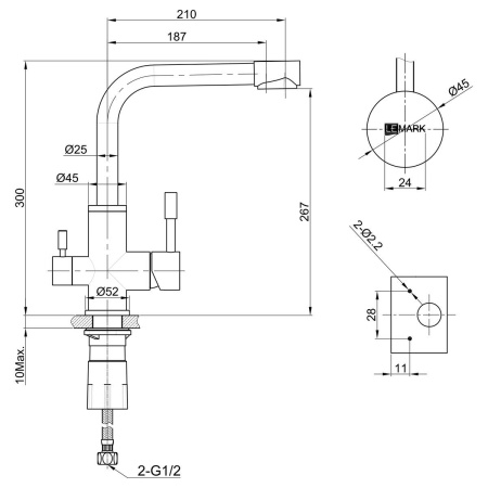 Смеситель Lemark Expert LM5061G для кухни, золото