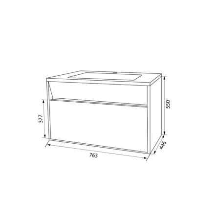 Тумба с умывальником подвесная с ящиком, белая, 80 см, Esper, IDDIS, ESP80W0i95K