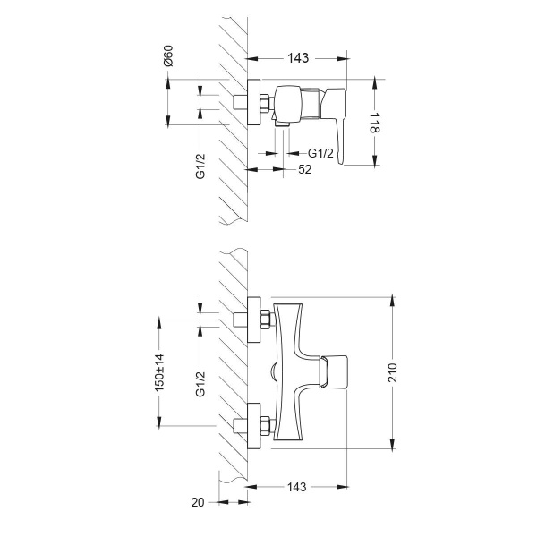 Смеситель Lemark Evitta LM0503C для душа, хром