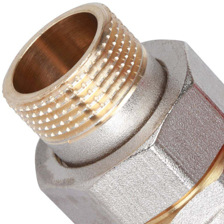 Шаровой кран угловой с американкой 3/4" ВН/НР, ручка бабочка (Rommer)
