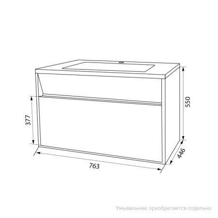 Тумба подвесная с ящиком, белая, 80 см, Esper, IDDIS, ESP80W0i95. Подходит ум. 4508000i28