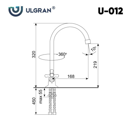 Смеситель для кухни Ulgran U-012-344, ультра-черный