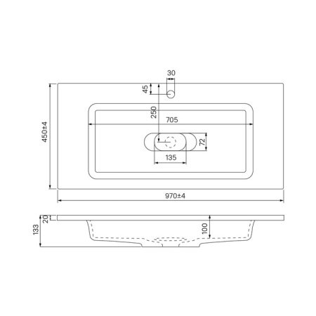 Тумба с умывальником подвесная с ящиком, белая, 100 см, Esper, IDDIS, ESP10W0i95K