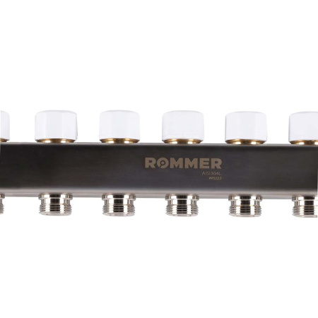 ROMMER RMS-1201-000008 ROMMER Коллектор из нержавеющей стали с расходомерами, с клапаном вып. воздуха и сливом 8 вых.