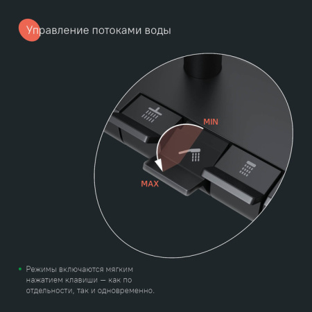 Душевая система с тропическим душем с термостатом, черный матовый, SpaHome, IDDIS, SPHBLTKi06