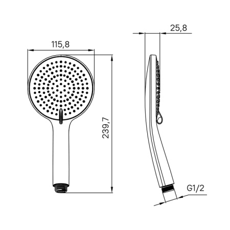 Душевой гарнитур, графитовый, шланг 2 м, Optima Home, IDDIS, OPH3F20i16