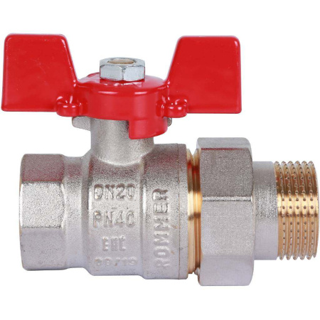 Шаровой кран с американкой 3/4" ВН/НР, ручка бабочка (Rommer)
