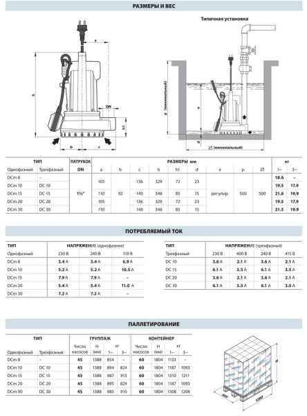 Дренажный насос Pedrollo DCm 30-N (каб. 10м)