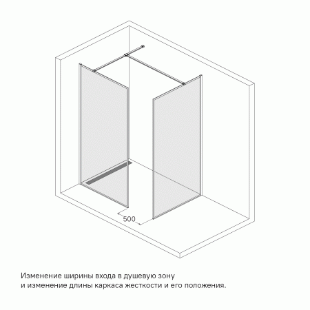 Душевая перегородка Walk In, черный 100x195, Slide, IDDIS, SLI8BS1i23
