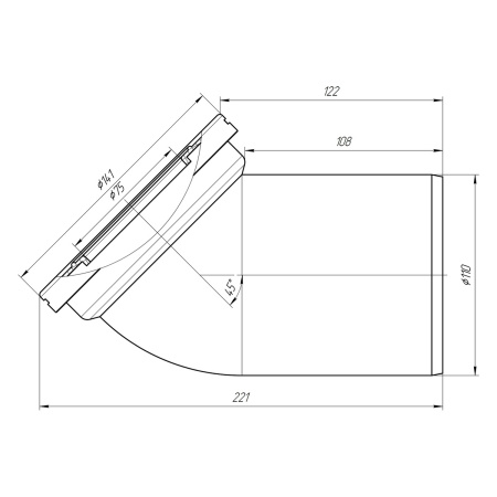 Фановая труба для унитаза Ани пласт с выпуском 110 мм, 45 градусов
