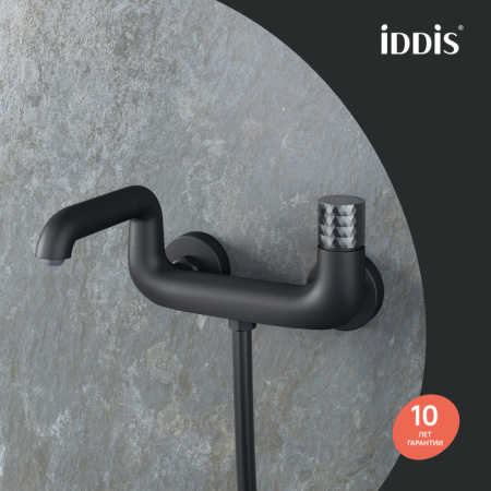Смеситель для ванны с управлением Push Control, черный матовый, Twist, IDDIS, TWIBLBTi02WA
