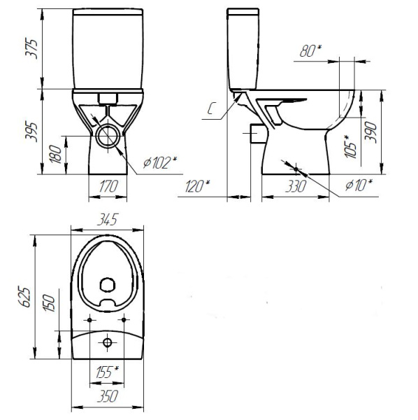 Компакт Cersanit PARVA Clean On 011 3/6 DPL EO