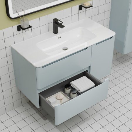 Тумба с умывальником, подвесная, 100 см,голубой, Edifice, IDDIS, EDI10B0i95K  подходит умыв. 0101000i28