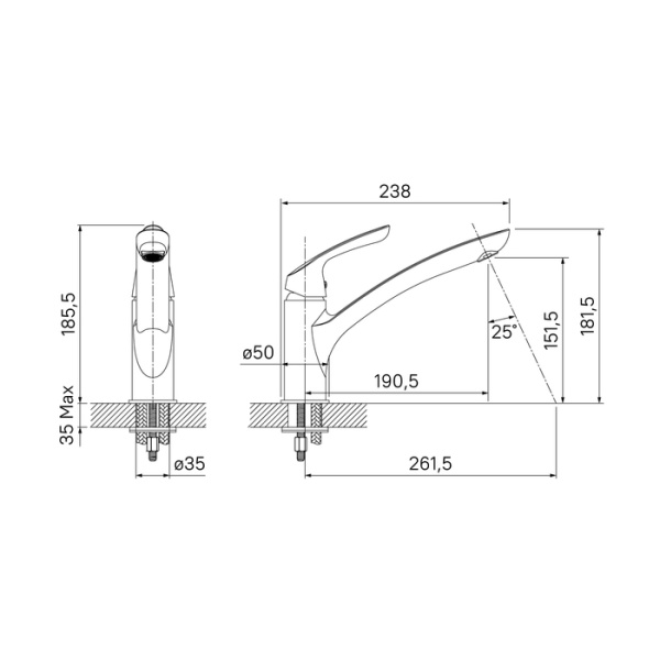 Смеситель для кухни, Kitchen Line, IDDIS, K10SB00i05