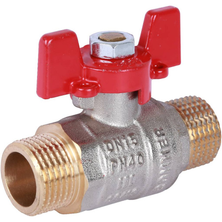 Шаровой кран 1/2" НР/НР, ручка бабочка (Rommer)